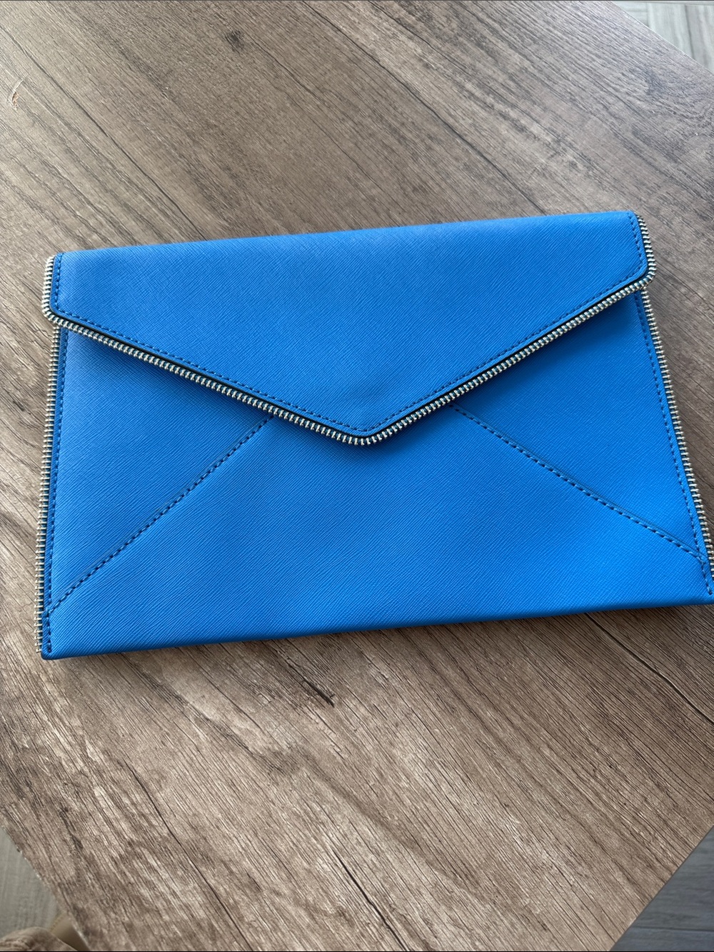 Rebecca Minkoff Electric Blue Envelope Clutch with Zip Trim